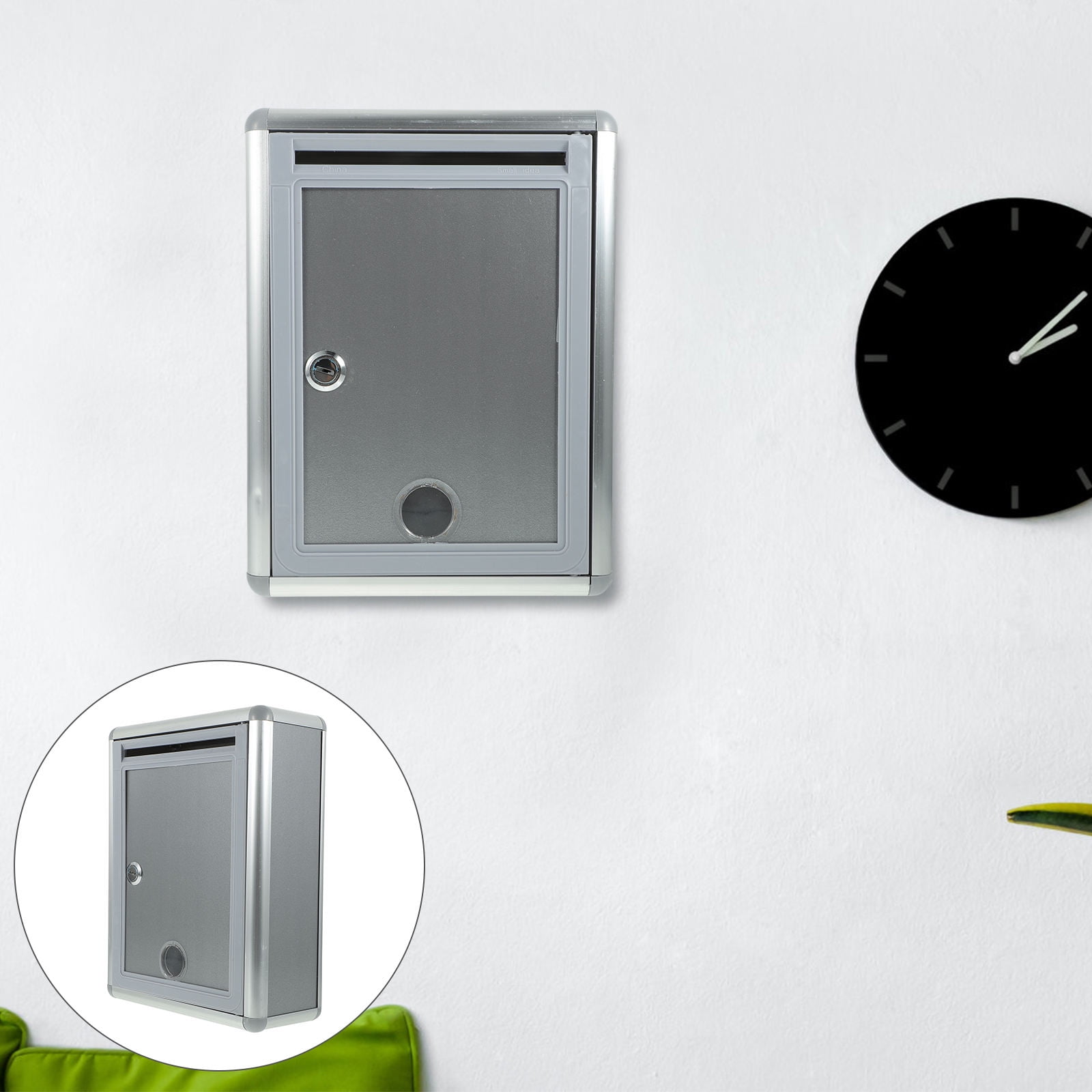 HEALEEP Wall-Mounted Suggestion Box Silver and 1Pc