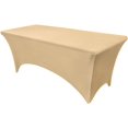 thumbnail image 1 of Fitted Tablecloths Beige Table Clothes for 4 Foot Rectangle Table - Elastic Spandex Massage Bed Table Cover, 1 of 8