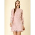 thumbnail image 3 of DARING DIVA Floral Ruffle Crew Neck Vintage Mini Lace Dress L Pink, 3 of 6