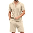 thumbnail image 1 of Birdeem Ensemble Chemise et Short pour Hommes, Ensemble à Manches Courtes Col Rabattu, 1 of 12