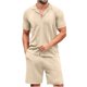 thumbnail image 1 of Camisas de Manga Corta de los Hombres Turn-Down Collar Conjunto de Coincidencia, Conjunto Corto de los Hombres de Poliéster Ligero, 1 of 6