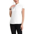 thumbnail image 4 of INSPIRE CHIC Work Top for Women's Stand Collar Cap Sleeve Keyhole Back Elegant Business Blouse 2XL White, 4 of 6
