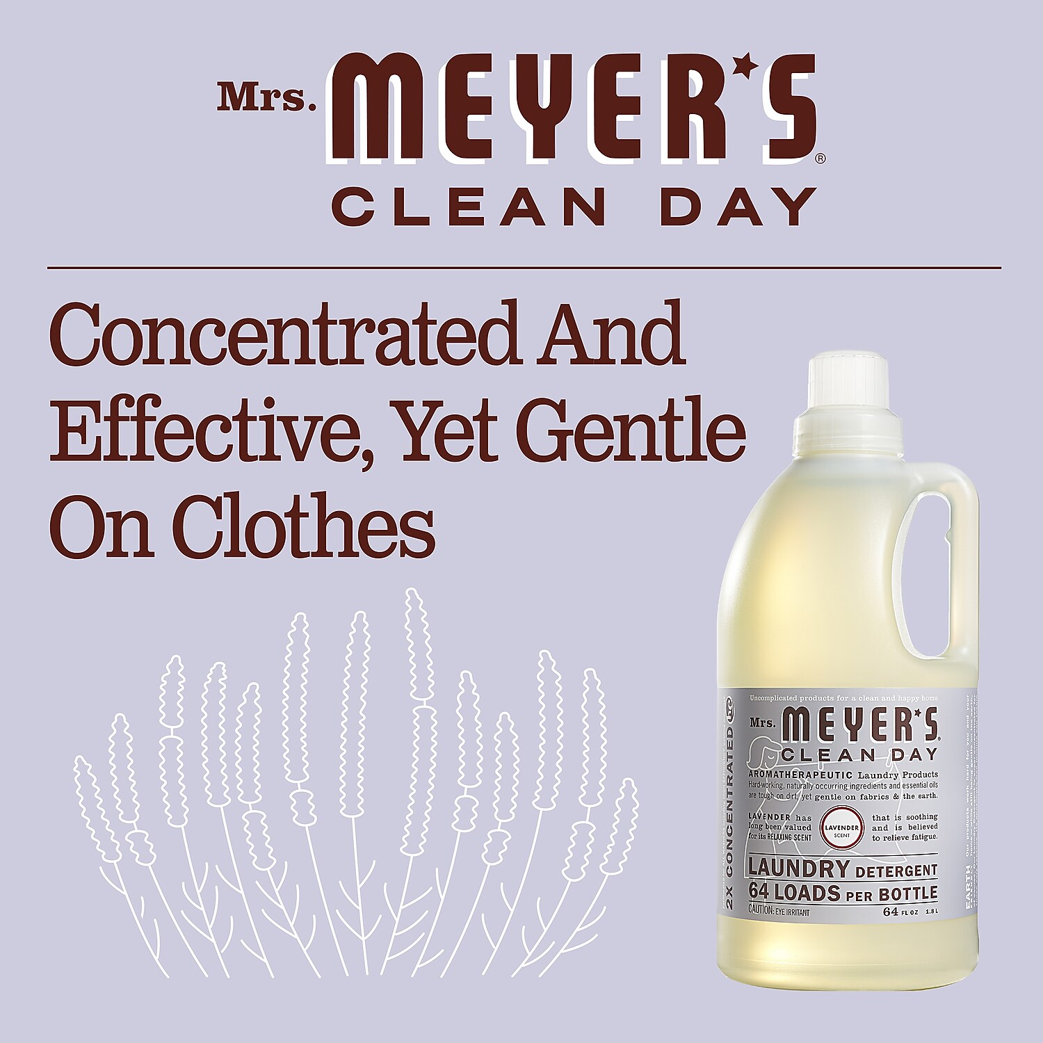 Mrs. Meyers Clean Day Laundry Detergent, Lavender, 64 fl oz - image 5 of 7