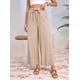 thumbnail image 4 of Pantalones de y Algodón para Mujer, Informales, de Verano, para Playa, con Cordón, Holgados, de Pierna y Bolsillos. Color Almendra M, 4 of 9