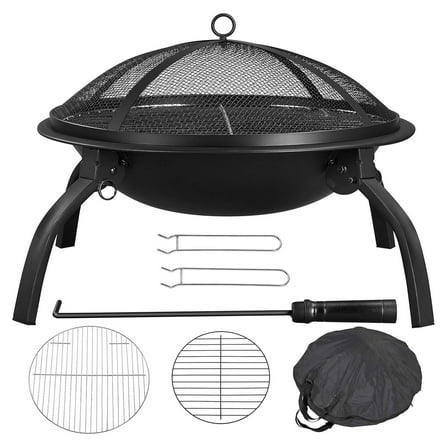 22inch Outdoor Fireplace Foldable BBQ Firebowl with Carrying Bag Fire for Camping Picnic Backyard Garden