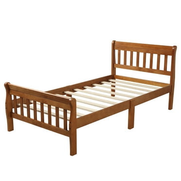 Hodedah Complete Metal Bed With, Complete Twin Metal Bed With Headboard Footboard And Mahogany Wood Posts