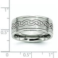 thumbnail image 6 of Avariah Diamonds Chisel Stainless Steel Brushed and Polished Scroll Design 9.2mm Ridged Edge Band - Ring Size 11.5, 6 of 8