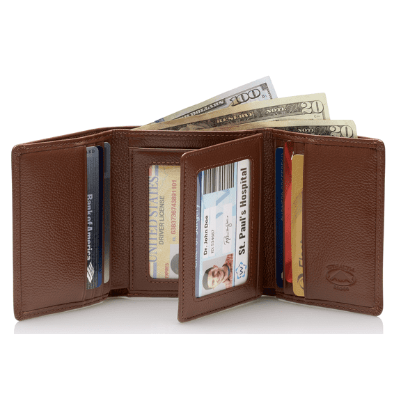 Stealth Mode Trifold Wallet for Men RFID Blocking - Gift Ready (Brown Pebble)