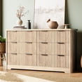 thumbnail image 3 of Commode Cannelée à 6 Tiroirs, Commode Moderne avec Dessus en Bois, Rangement pour Vêtements pour Chambre et Salon, 3 of 9