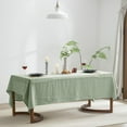 thumbnail image 6 of Square Tablecloth Cotton Textured Table Cloth Wrinkle Free Decorative Fabric Farmhouse Table Cover for Dining/Party/Buffet/Wedding, 47 x 47 Inch, Green, 6 of 7