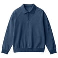 thumbnail image 4 of Conairie Polo Shirts for Men Long Sleeve Fall Henley Waffle Lapel Quarter Button Polo Shirt Casual Striped Loose Fit Sweat Tops Navy XXXL, 4 of 4