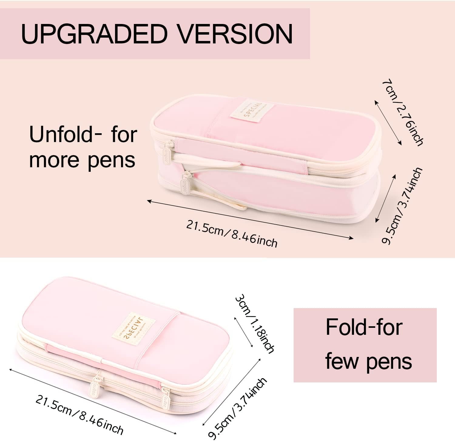 QCQHDU Canvas Big Capacity Pencil Case, Pink