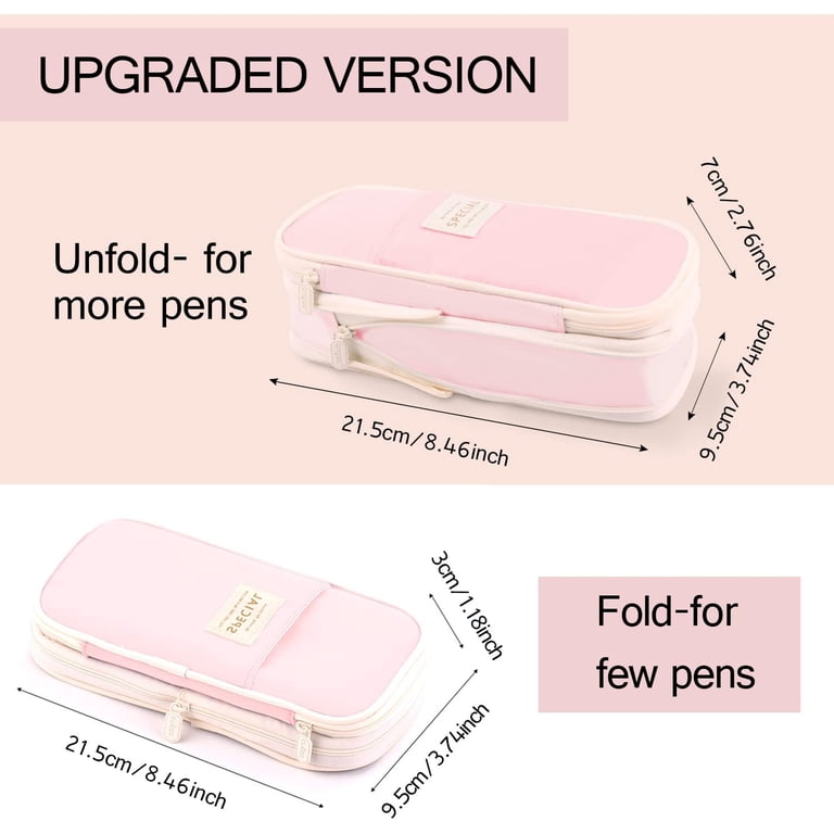 QCQHDU Canvas Big Capacity Pencil Case, Pink - Walmart.com