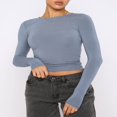 thumbnail image 2 of Chemises Décontractées pour Femmes Manches Longues Couleur Unie Col Rond, 2 of 5