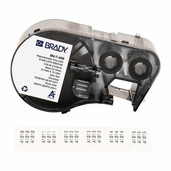 Brady Wraparound Label, White, Vinyl, 1/2 in W M4-7-498