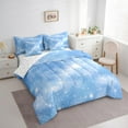 thumbnail image 3 of Manfei Chic Stars Pattern 7-Piece Twin Bedding Sets,Dreamy Universe Galaxy Bedding Comforter Set,White Blue Sheet Sets For Boy Girls,Ultra Soft Home Decor Reversible, 3 of 8