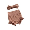 thumbnail image 2 of Listenwind 2Pcs Newborn Infant Baby Girl Solid Ruffle Bloomer Shorts +Headband Basic Cute Short Pants Summer Outfits, 2 of 8