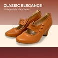 thumbnail image 5 of Chase & Chloe Women's Vintage Mary Jane Low Heel Pumps - Classic Scalloped Edge Dress Shoes with Button Detail, 5 of 5