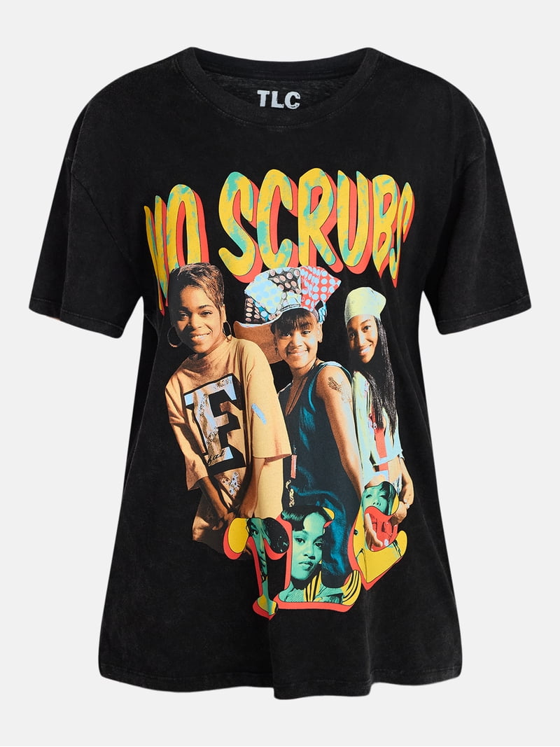 TLC Women's Front Back Graphic Band Tee with Short Sleeves, Sizes