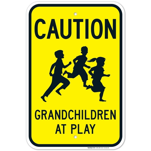 Caution Grandchildren At Play Sign, Traffic Sign, 12x18 Aluminum