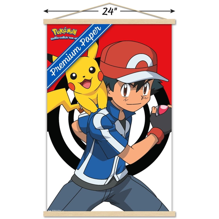 Pokmon - Ash And Pikachu Wall Poster with Wooden Magnetic Frame, 22.375" x  34" - Walmart.com