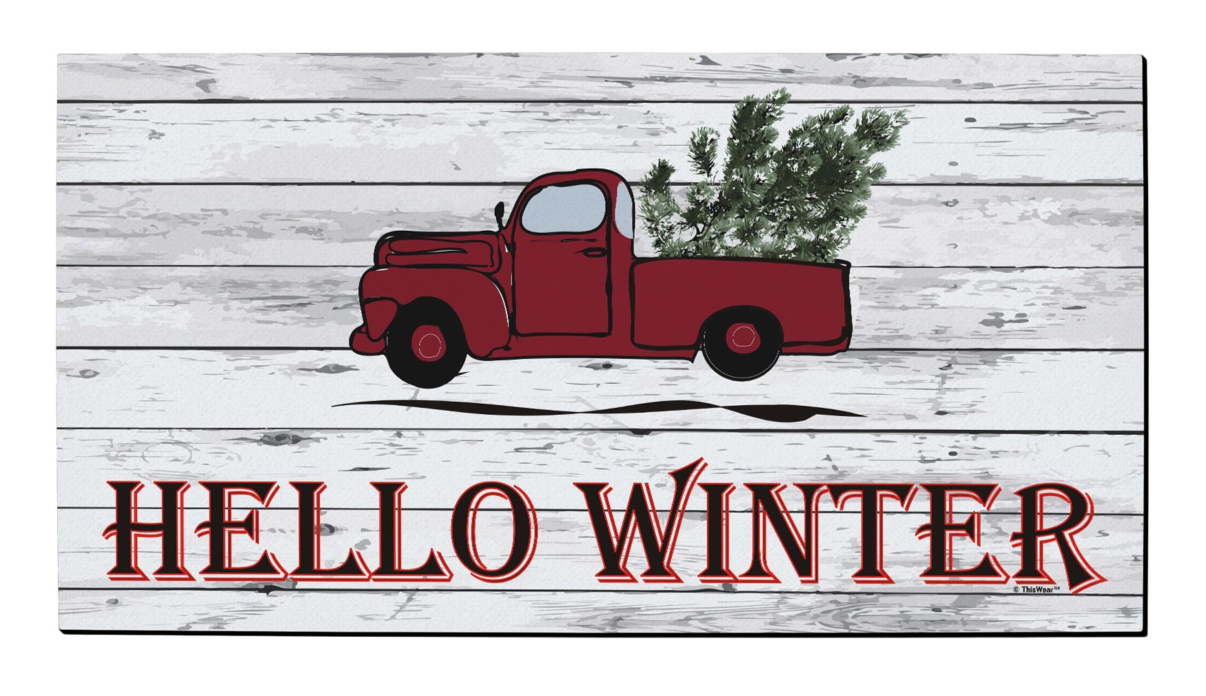 Merry Christmas Red Truck With Tree in Back Door Mat – Hera's