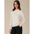 thumbnail image 2 of DARING DIVA Women's Casual Mock Neck Long Sleeve Button Knit Top S Beige, 2 of 6