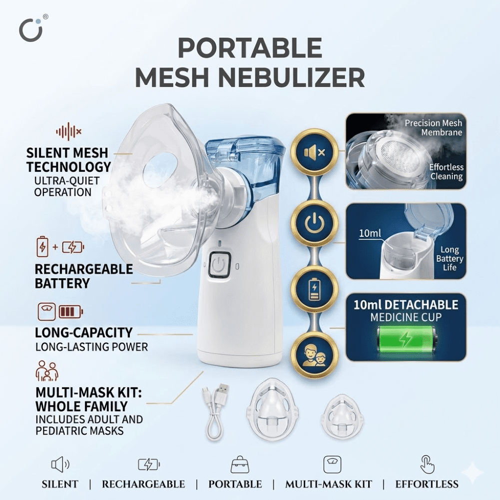 AJZIOJIRO Portable Personal Humidifier Handheld Steam Inhaler USB-C Rechargeable Ultrasonic Mist for Office Travel