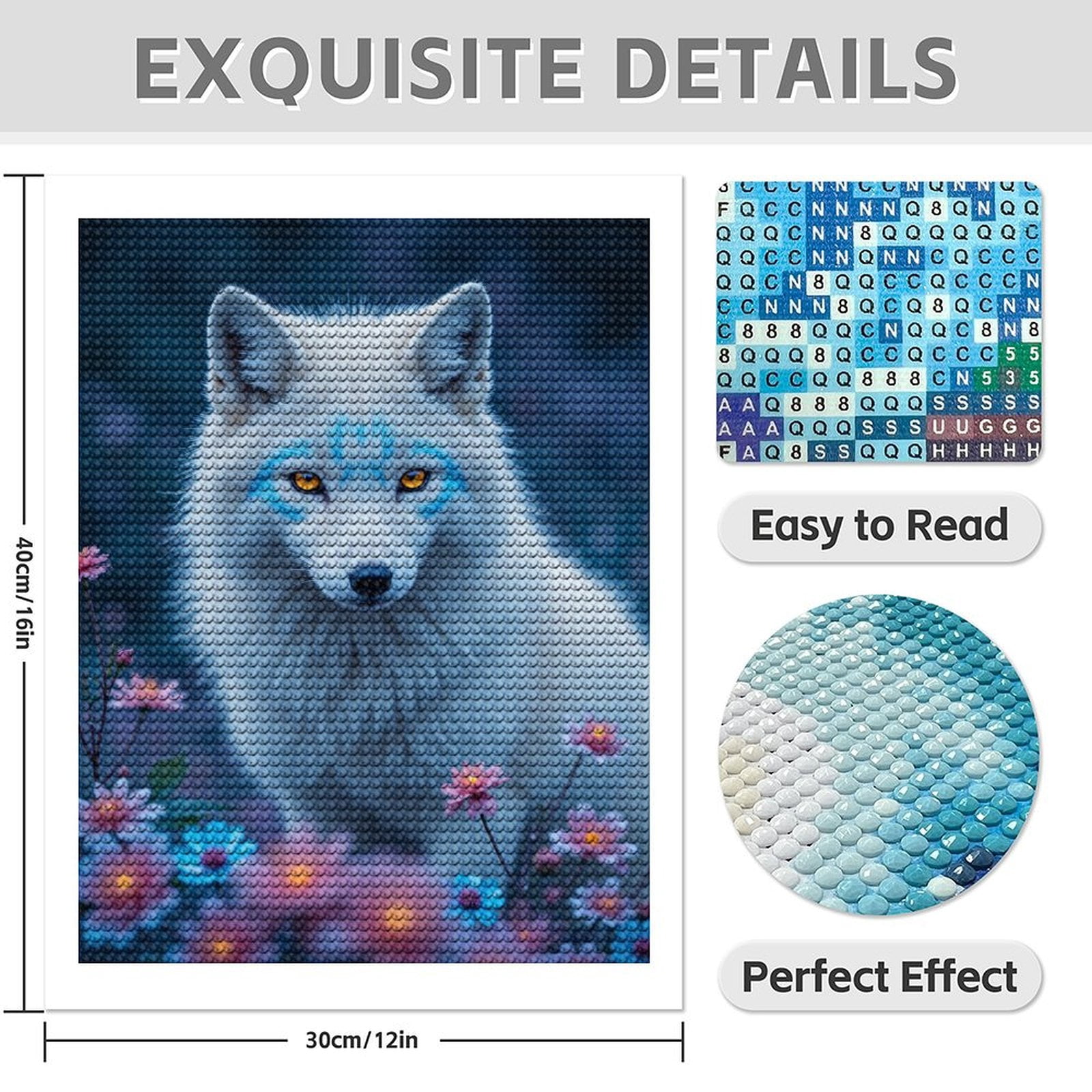 Diamond Art Kit for Adults, Enchanted Fox With Vibrant Flowers Diamond Painting for Adults Beginners, DIY Diamond Art Painting Kits, 5D Diamond Painting Crafts for Home Decor 12x16 Frameless