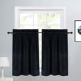 thumbnail image 1 of Haperlare Tier Curtains for Kitchen 30 inch Long Heavyweight Velvet Room Darkening Drapes Window Treatment Decor Curtains, Black, 2 Panels, 1 of 8