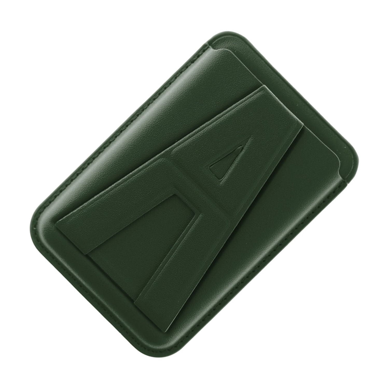 A Design Leather Magnetic Card Wallet Holder with Stand - Green