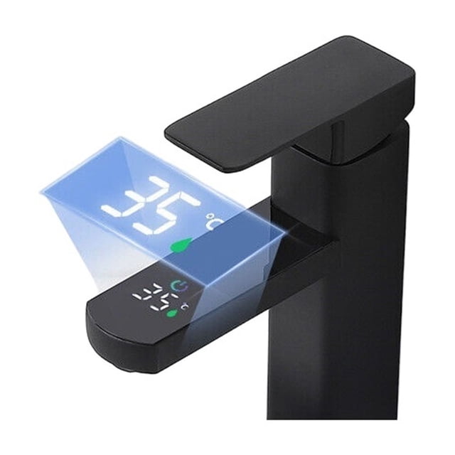 Black Touch LED Digital Temperature Display Basin Faucet, Hot Cold Mixer Non-Electric For Bathroom Kitchen Tap Accessories ,Built To Last
