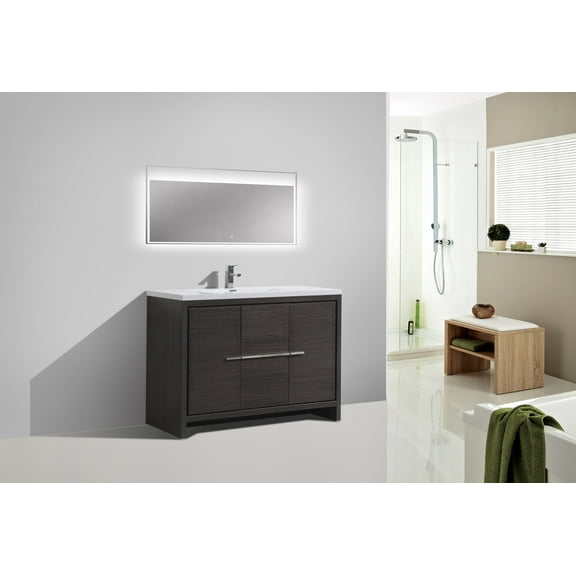 Alma Allier 48" Matt Gray Oak Free Standing Vanity With A Integrated Sink