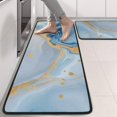 thumbnail image 2 of Kitchen Rugs Sets Of 2,Blue Marble Gold Line Pattern Anti Fatigue Kitchen Mat Rugs Non Slip Washable,Decorative Kitchen Floor Mats for Kitchen,Sink,Laundry,17"x47"+17"x47", 2 of 5