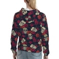 thumbnail image 7 of Uemuo Roses Skulls Pattern Women's Hoodie with Eye-catching Drawstrings- Casual Pullover Hoodie with Kangaroo Pocket, Stylish Hooded Sweatshirt-Medium, 7 of 7