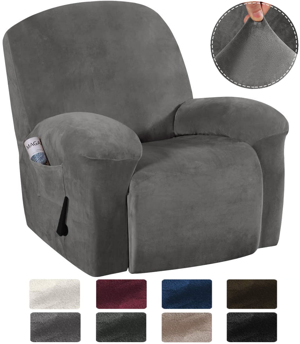 Recliner Chair Cover with Side Pocket,09 Recliner Slipcovers Furniture Protector Leather Recliner Elastic Bottom 6 Piece Stretch Velvet Plush Loveseat Recliner Cover Recliner Sofa Cover