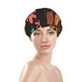 thumbnail image 3 of YFYANG Women's Double Waterproof Shower Cap, Flower and Leaf Pattern Reusable Hair Cap for All Hair Styles and Head Sizes, 3 of 9