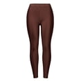 thumbnail image 6 of Hurxie Women's Shiny Satin Glossy High Waist Sport Fitness Training Yoga Pants Solid Tights Legging Brown,Free Size, 6 of 6