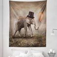 thumbnail image 1 of Surreal Tapestry, Illusionist Animal Black Hat Magic Balloon Dreamy Surreal Art, Fabric Wall Hanging Decor for Bedroom Living Room Dorm, 5 Sizes, Orange Black Taupe, by Ambesonne, 1 of 1