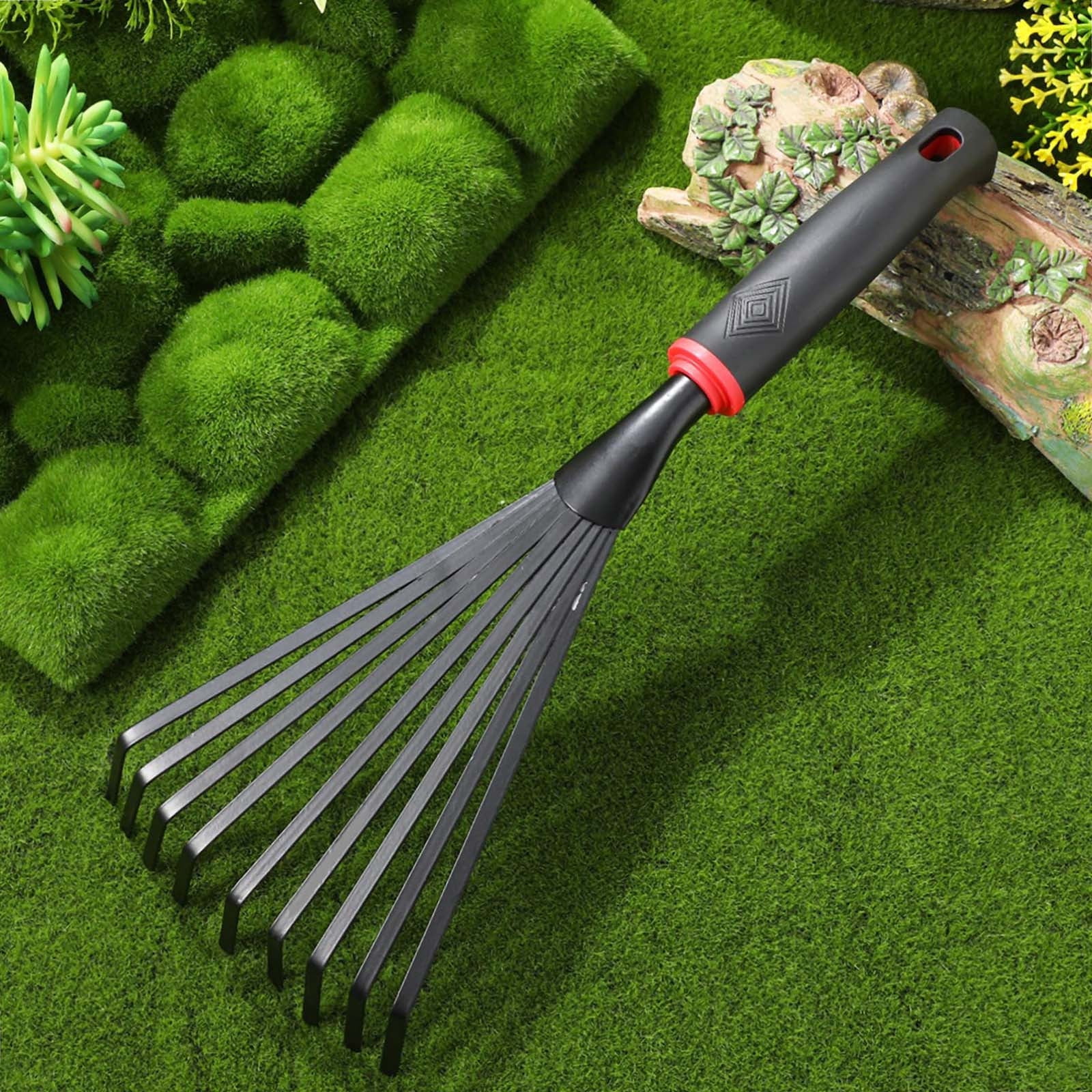 3PCS Small Hand Rake for Gardening - Compact Soil Cultivator with Short Handle, Ideal for Loosening Soil, Spreading Mulch & Maintaining Flower Beds, Yard & Lawn Care Essential