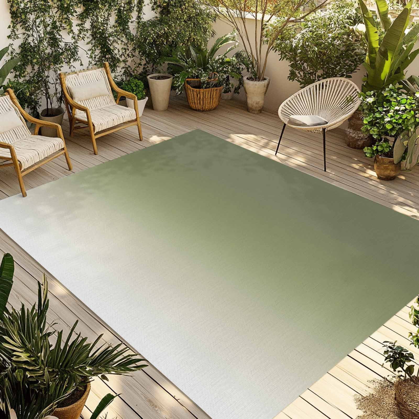 Outdoor Rug 5x8ft Sage Green Large Area Rug Ombre Indoor Outdoor Carpet Outdoor Rugs Mats for Patio Camping,RV,Front Door, Outside Decor