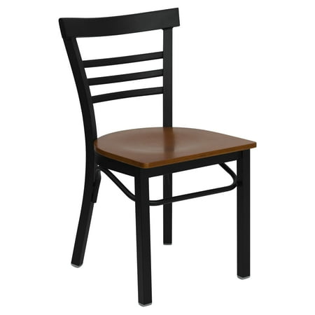 New Chair Restaurant Seating - Flash Furniture HERCULES Series Black Ladder Back Metal Restaurant Chair, Wood Seat, Multiple Colors