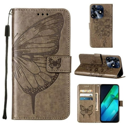 

Case for Tecno Spark 9 Pro Magnetic Premium Leather Embossing Butterfly Flip Cover