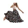 thumbnail image 5 of Franhais Women's Long Skirt, Elastic Waist Floral Printing Ruffle Big Hem A-Line Casual Skirts, 5 of 7