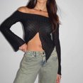 thumbnail image 1 of Lady Crop Top Casual fuera del hombro Slim Fit Stretch Sexy espalda descubierta traje de calle, 1 of 6