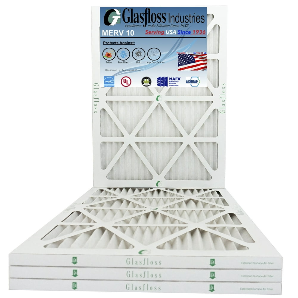 Glasfloss 14x25x1 MERV 10 Qty4 Furnace Air Filter Made in USA