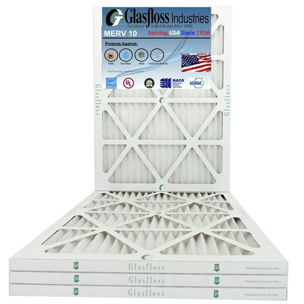 Glasfloss 14x25x1 MERV 10 Qty4 Furnace Air Filter Made in USA