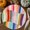 Multicolor, variant on Rainbow Stripes Round Braided Placemats 13", 1 Pack Red Pink Blue Curved Lines Color Blocks Bands Heat Insulation Place Mats Washable Non-Slip Table Mats for Kitchen Dining Party