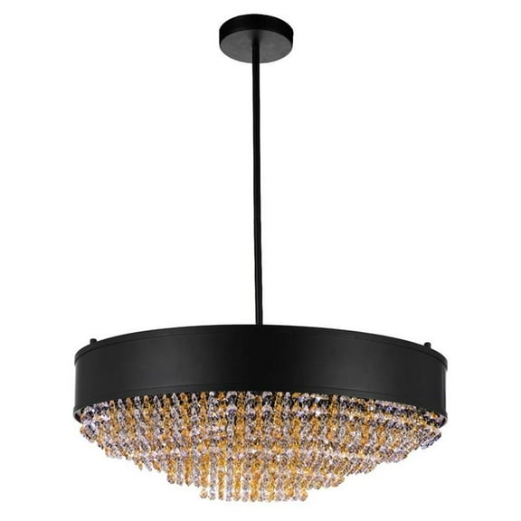 CWI Lighting Medina 10 Light Drum Shade Metal Chandelier in Black