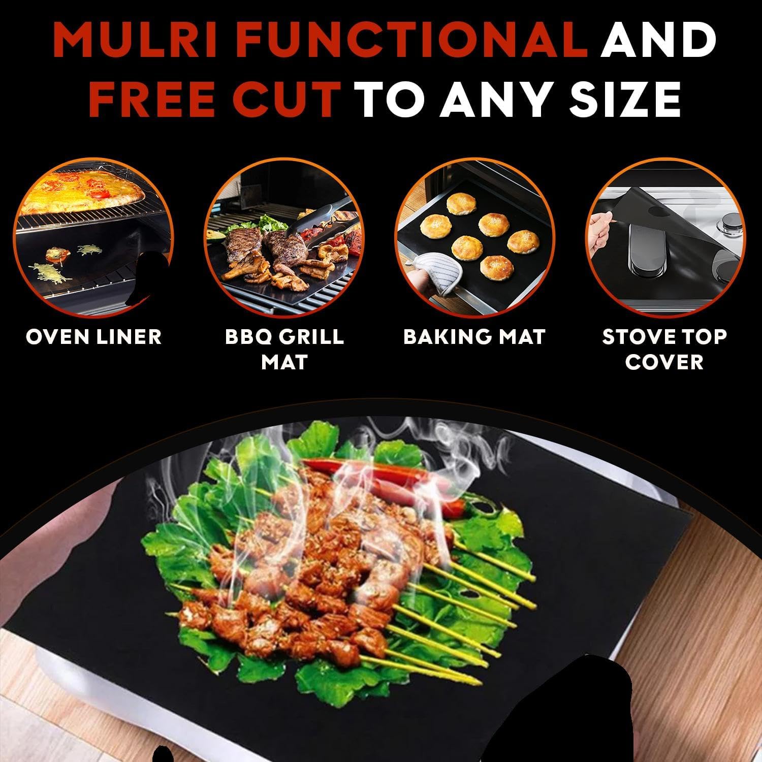 3 Pack Non-Stick Heavy Duty Oven Liners Set for Bottom of Electric Oven by - Thick, Heat Resistant Fiberglass Mat - Easy to Clean, Reduce Spills, Stuck Foods & Clean Up - BPA Free